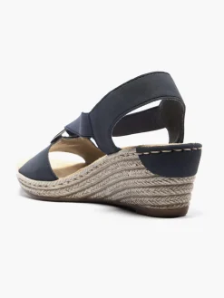 Online Navy Wedge Sandal with Circle Ring Detail Women Sandals·Flat Sandals|Heels·Wedges