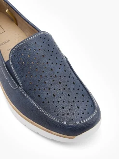 Outlet Navy Slip On Wedge Comfort Shoe Women Loafers & Low Shoes·Comfort