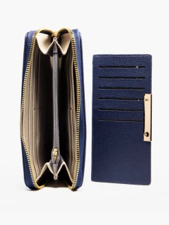 New Navy Zipped Purse with Removable Card Holder Women Other Accessories·Purses & Wallets