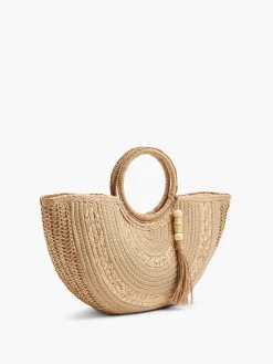 Best Neutral U-Shaped Summer Bag with Circular Handle and Tassel Detail Women Bags·Handbags