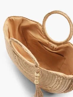 Best Neutral U-Shaped Summer Bag with Circular Handle and Tassel Detail Women Bags·Handbags