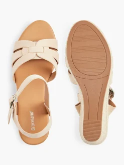 Online Neutral Woven Strapped Wedge Heel Women Heels·Wedges|Sandals·Wedge Sandals