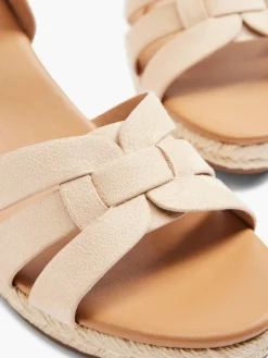 Online Neutral Woven Strapped Wedge Heel Women Heels·Wedges|Sandals·Wedge Sandals