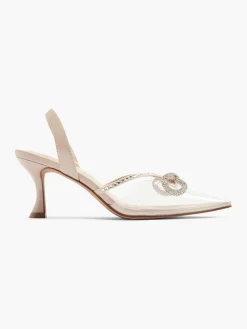 Hot Nude Bow Detail Slingback Heel with Perpex Panelling Women Heels·High Heels