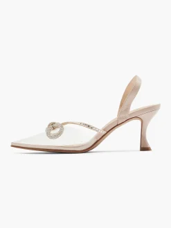 Hot Nude Bow Detail Slingback Heel with Perpex Panelling Women Heels·High Heels