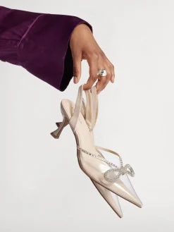 Hot Nude Bow Detail Slingback Heel with Perpex Panelling Women Heels·High Heels