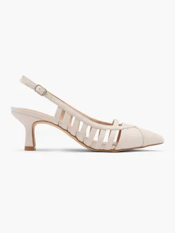 Online Nude Cut Out Slingback Heel Women Heels·Kitten Heels