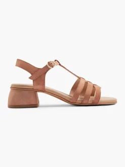 Hot Leather Strapped Sandal with Block Heel Women Sandals·Leather Sandals|Sandals·Heeled Sandals