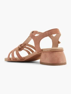 Hot Leather Strapped Sandal with Block Heel Women Sandals·Leather Sandals|Sandals·Heeled Sandals
