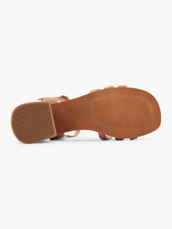 Hot Leather Strapped Sandal with Block Heel Women Sandals·Leather Sandals|Sandals·Heeled Sandals