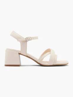 Sale Off White Leather Block Heeled Sandal Women Sandals·Leather Sandals|Sandals·Heeled Sandals