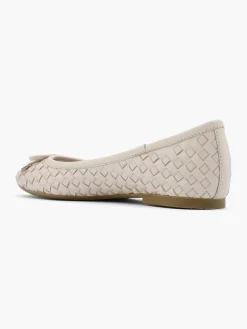 Clearance Off White Leather Woven Ballerina Women Loafers & Low Shoes·Ballet Pumps