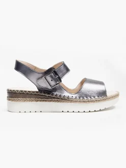 Pewter Ankle Strap Comfort Sandal Women Sandals·Comfort Sandals|Loafers & Low Shoes·Comfort