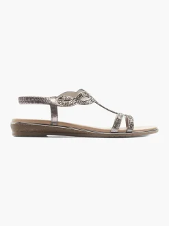 Clearance Pewter Gem Detail Sandals Women Sandals·Flat Sandals