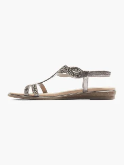 Clearance Pewter Gem Detail Sandals Women Sandals·Flat Sandals