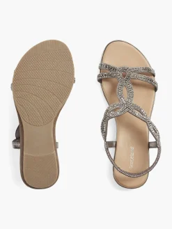 Clearance Pewter Gem Detail Sandals Women Sandals·Flat Sandals