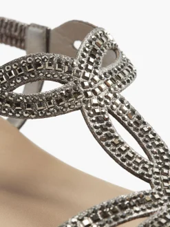 Clearance Pewter Gem Detail Sandals Women Sandals·Flat Sandals