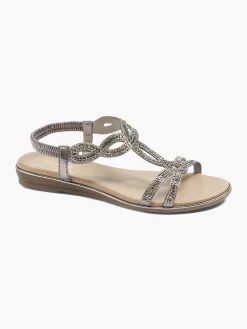 Clearance Pewter Gem Detail Sandals Women Sandals·Flat Sandals