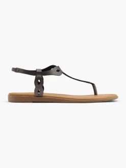 New Pewter Twisted Strap Sandal Women Sandals·Flat Sandals