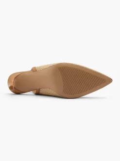 Raffia Textured Camel Slingback Heel Women Heels·Slingback Heels