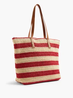 Hot Red and Beige Striped Summer Bag Women Bags·Tote Bags