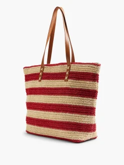 Hot Red and Beige Striped Summer Bag Women Bags·Tote Bags