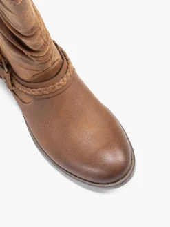Clearance Reiker Brown 3/4 Length Casual Boot with Straps Women Boots·Winter Boots|Boots·Ankle Boots