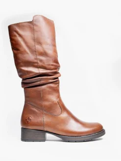 Clearance Reiker Leather Long Leg Boot with Ruched Detail Women Boots·Winter Boots|Boots·Knee High Boots