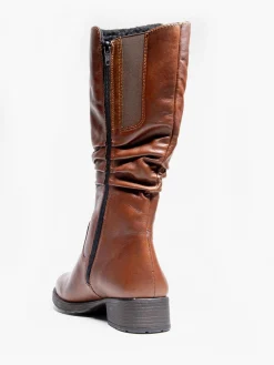 Clearance Reiker Leather Long Leg Boot with Ruched Detail Women Boots·Winter Boots|Boots·Knee High Boots