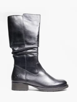 Hot 3/4 Length Boot with Ruched Detailing Women Boots·Knee High Boots|Boots·Leather Boots