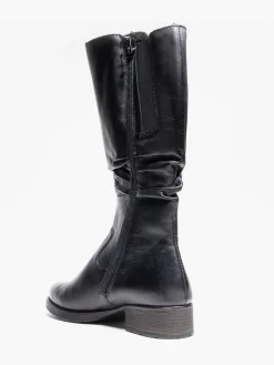 Hot 3/4 Length Boot with Ruched Detailing Women Boots·Knee High Boots|Boots·Leather Boots