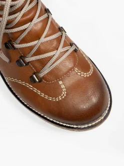 Outlet Brown Lace Up Boot Women Boots·Leather Boots|Boots·Ankle Boots