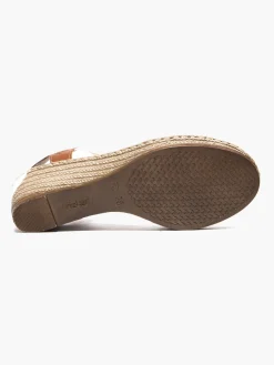 Best White and Tan Elasticated Comfort Wedge Sandal Women Sandals·Comfort Sandals|Loafers & Low Shoes·Comfort