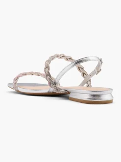 Sale Silver and Diamante Braided Strapped Sandal Women Sandals·Flat Sandals