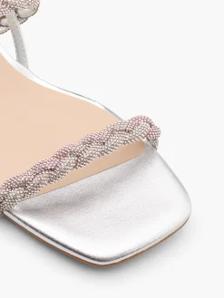 Sale Silver and Diamante Braided Strapped Sandal Women Sandals·Flat Sandals