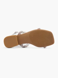 Sale Silver and Diamante Braided Strapped Sandal Women Sandals·Flat Sandals