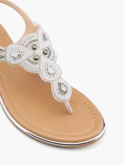 Clearance and White Jewelled Sandal Women Sandals·Flat Sandals