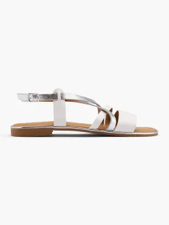 and White Strapped Flat Sandal Women Sandals·Flat Sandals