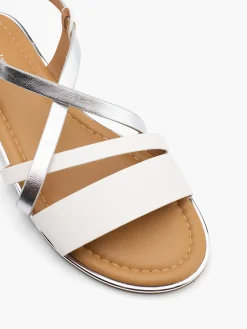 and White Strapped Flat Sandal Women Sandals·Flat Sandals