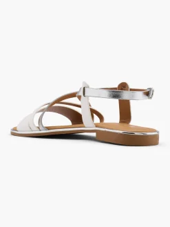 and White Strapped Flat Sandal Women Sandals·Flat Sandals