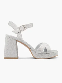 Online Glittery Platform Heel with Ankle Strap Women Sandals·Heeled Sandals|Heels·Platform Heels