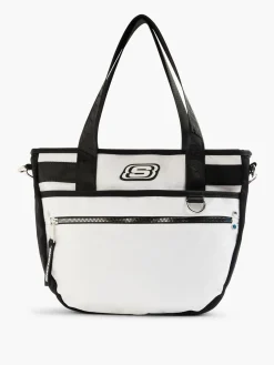 Hot Black and White Contrast Tote with Zipper Detail Women Bags·Tote Bags