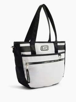 Hot Black and White Contrast Tote with Zipper Detail Women Bags·Tote Bags
