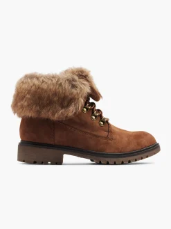 Sale Tan Faux Fur Collar Ankle Boot Women Boots·Winter Boots|Boots·Ankle Boots