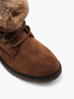 Sale Tan Faux Fur Collar Ankle Boot Women Boots·Winter Boots|Boots·Ankle Boots
