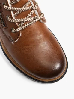 Tan Lace Up Faux Fur Lined Ankle Boot Women Boots·Ankle Boots
