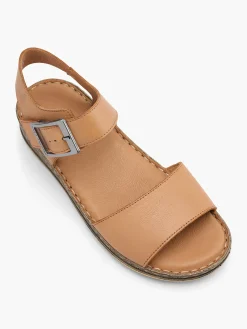 Clearance Tan Leather Buckle Sandals Women Sandals·Leather Sandals|Loafers & Low Shoes·Comfort