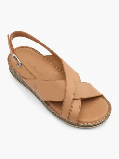 Online Tan Leather Cross Strap Sandals Women Sandals·Leather Sandals|Sandals·Comfort Sandals