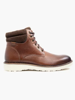 Discount Tan Leather Lace Up Boots Shoes·Walking Shoes|Boots·Lace-Up Boots