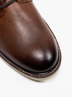 Discount Tan Leather Lace Up Boots Shoes·Walking Shoes|Boots·Lace-Up Boots